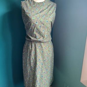 1960s cotton sheath dress novelty fruit print size medium olive blue green